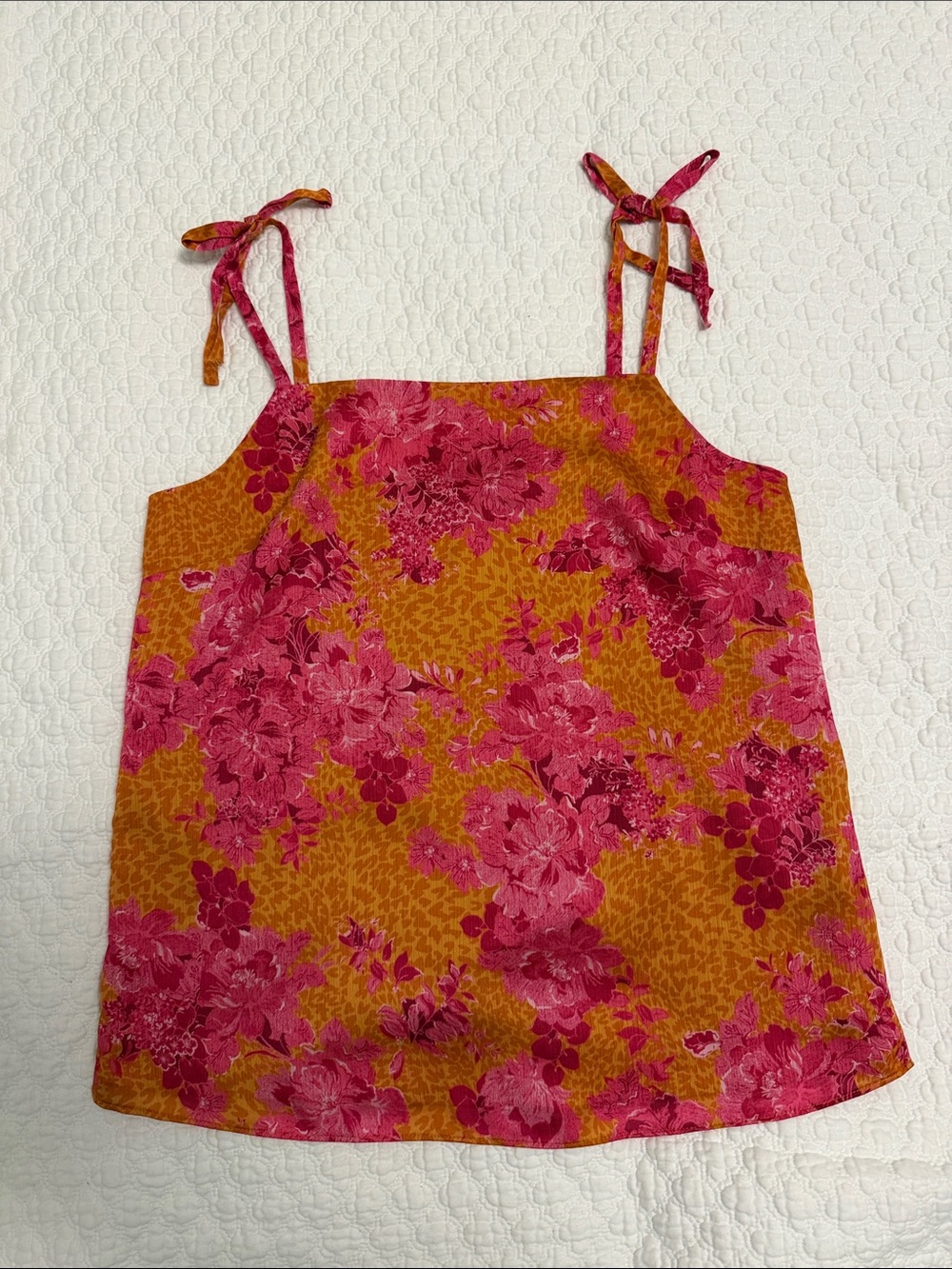 Ted Baker Floral Tie-Shoulder Camisole in Pink and Mustard